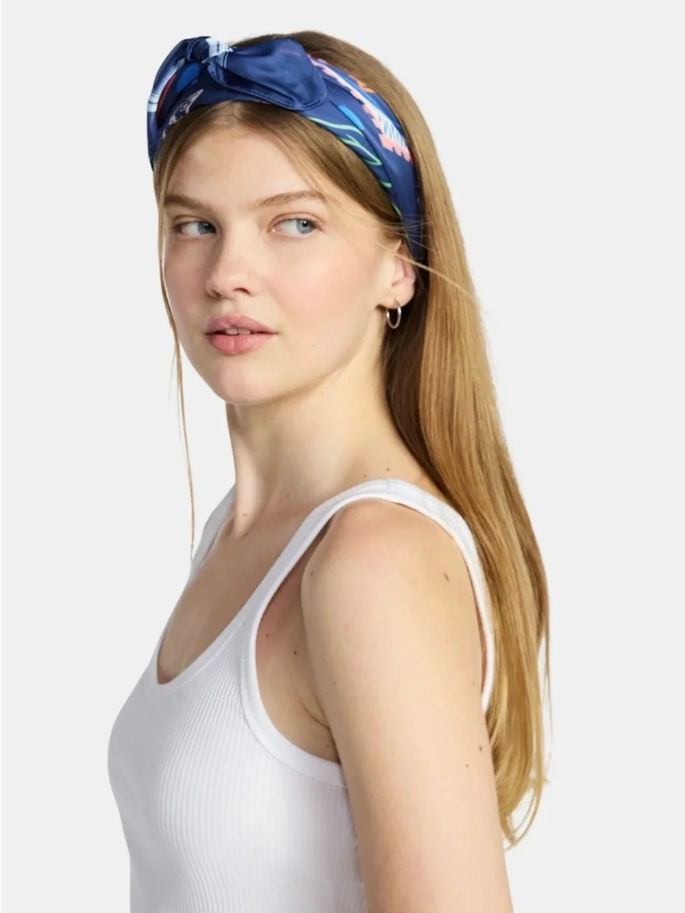 Nwt No Boundaries Navy Beach All over Print Scarf/ Bandana Top